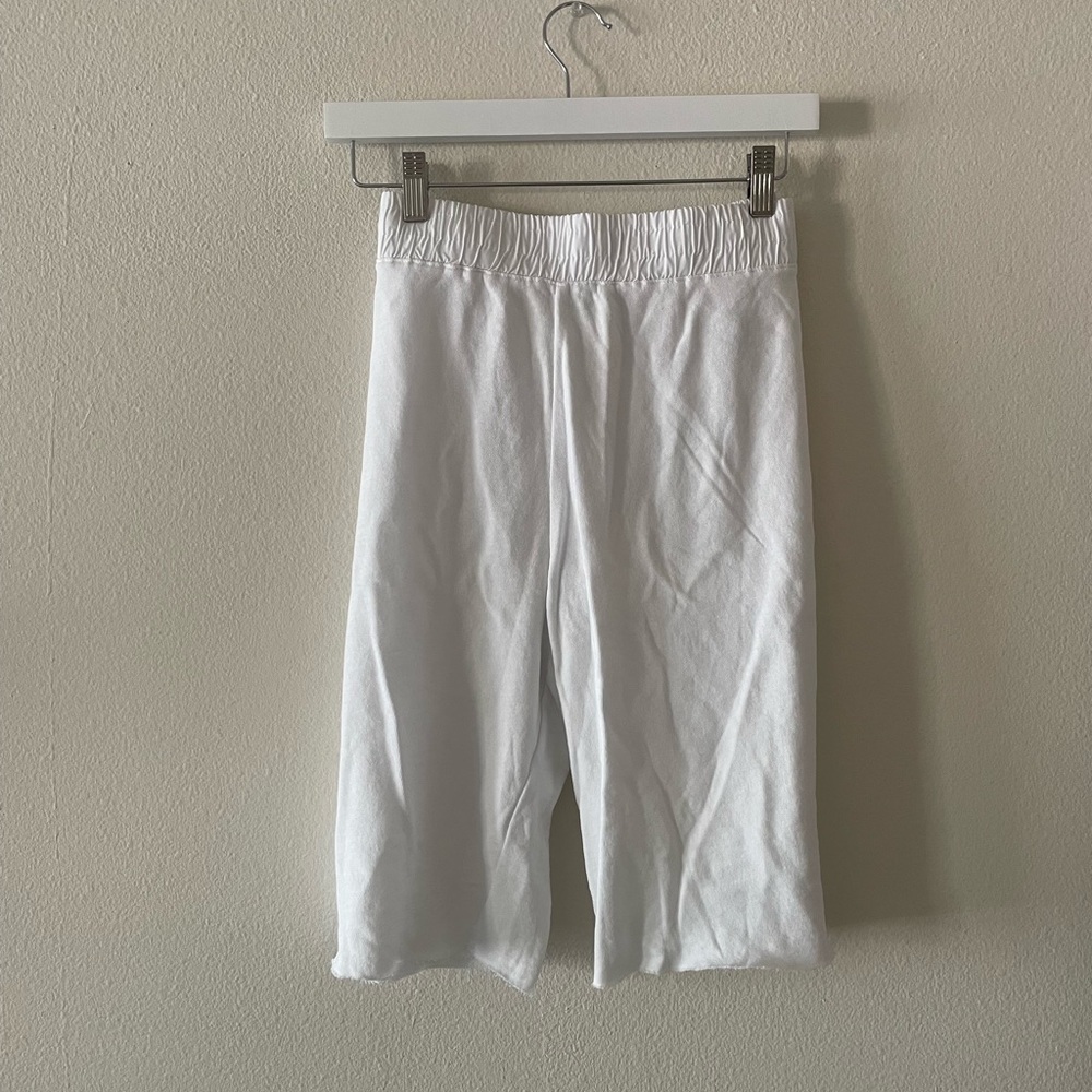 NWT James Perse White French Terry Cloth Knee Length Drawstring Walking Shorts
